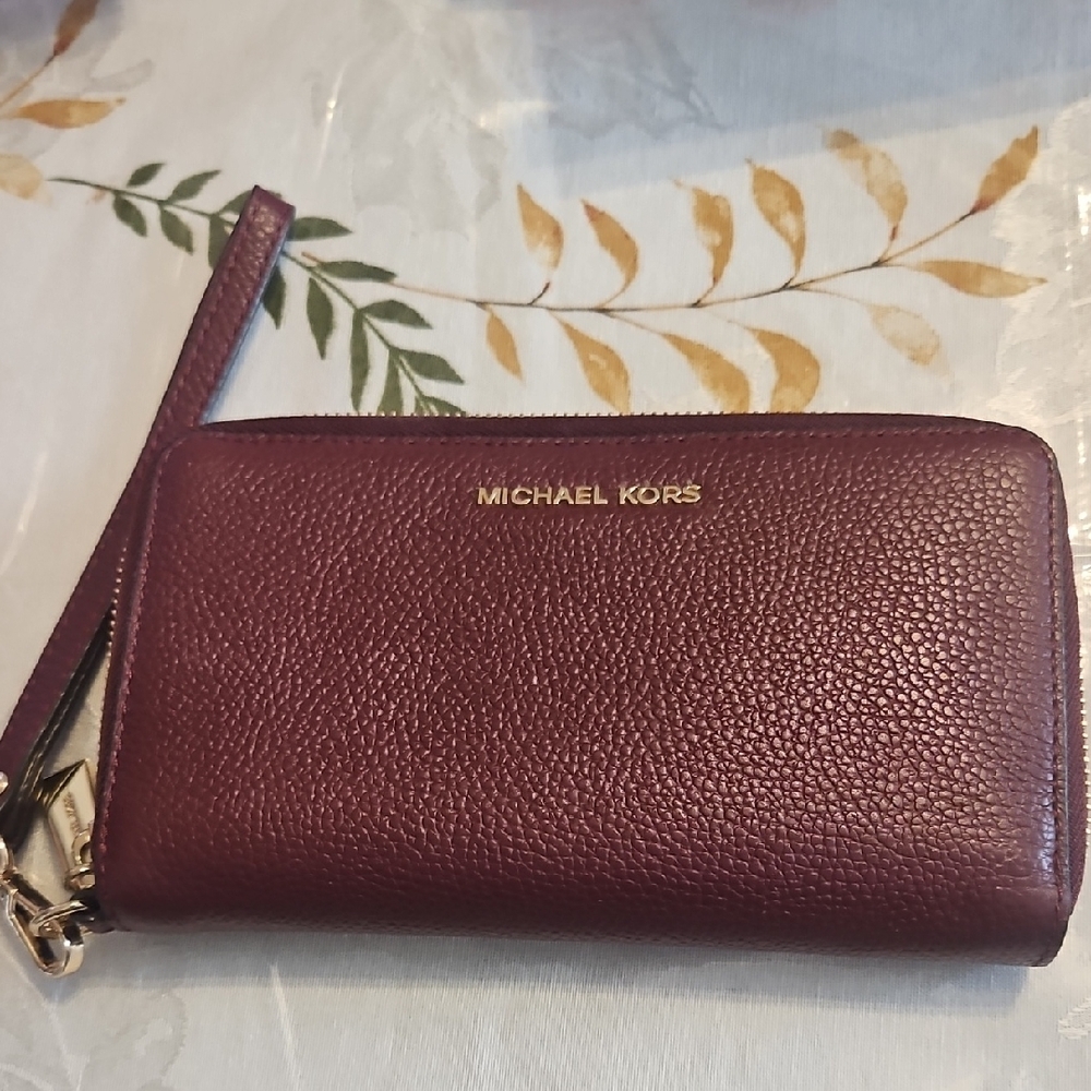 Michael Kors Deep Red Leather Wristlet
